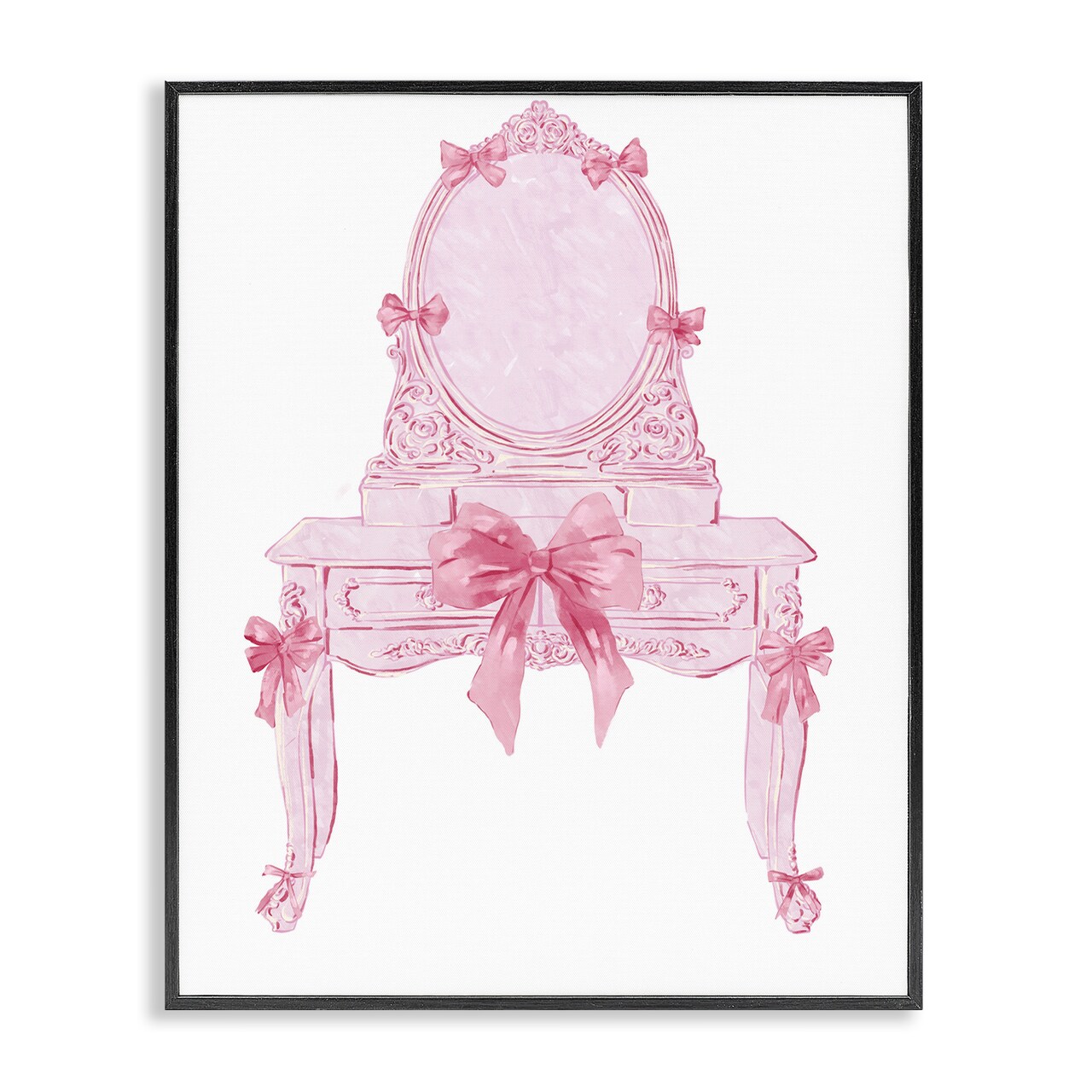 Stupell Industries Lovely Pink Vanity with Bows Framed Giclee Design by Ziwei Li